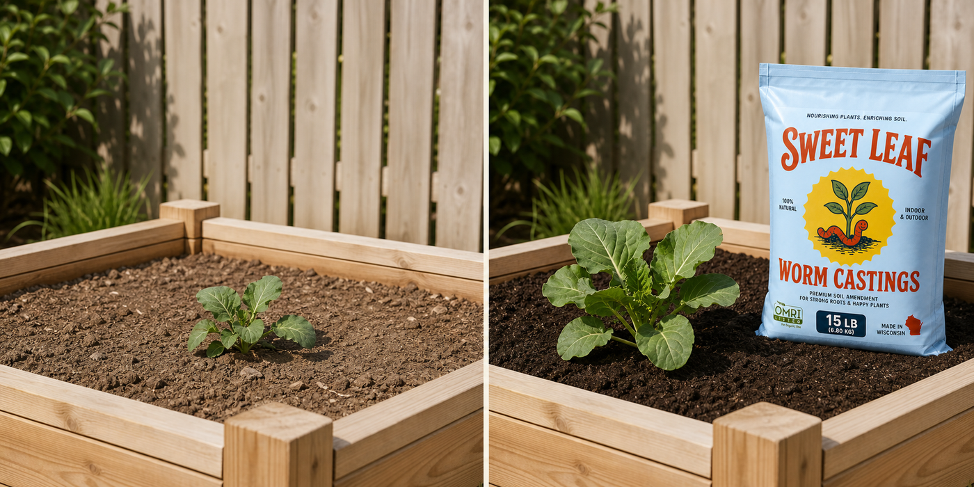 Cheap compost vs. Sweet Leaf castings
